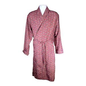 John Randall London Robe Belted Long Sleeve Paisley Men's Large